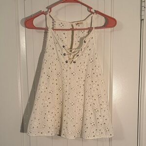 Hollister White Eyelet Lace-Up Camisole
